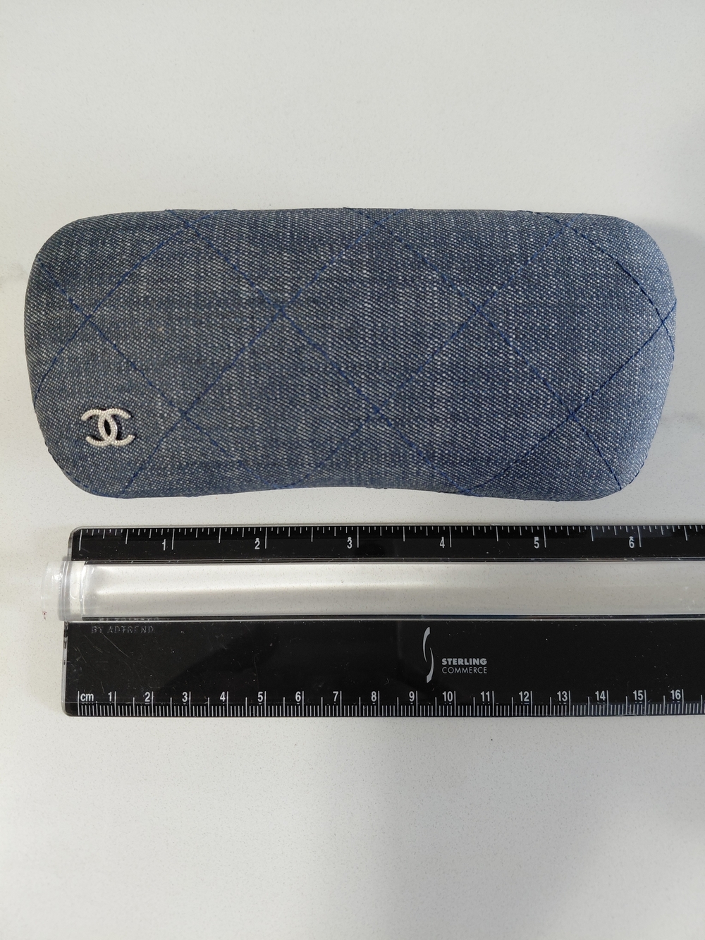 CHANEL Quilted Denim Sunglasses Case - Blue